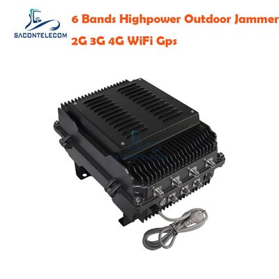 VSWR 135w 300m เครื่องยับยับสัญญาณโทรศัพท์มือถือ 6 ช่อง UAV เครื่องยับยับ Drone