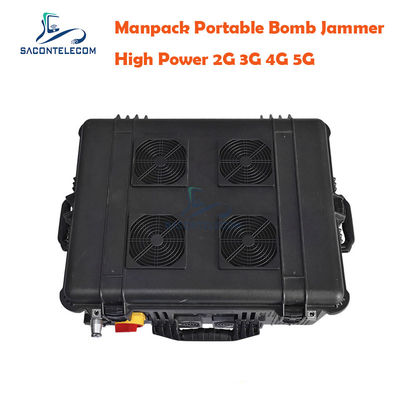 75W กำลังขับ รัศมีการรบกวน 120 เมตร แหล่งจ่ายไฟ DC24V เครื่องรบกวนสัญญาณ RF แบบสะพายหลังสำหรับหน่วยงานรักษาความปลอดภัย