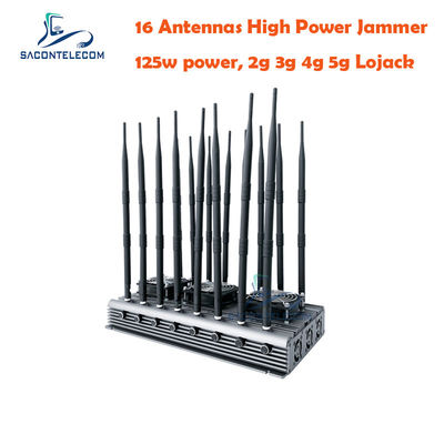 16 แอนเทนนา 125W พลังงาน 40m รัศมี Desktop Wi-Fi Signal Jammer สําหรับบล็อคคลื่นหลายสาย