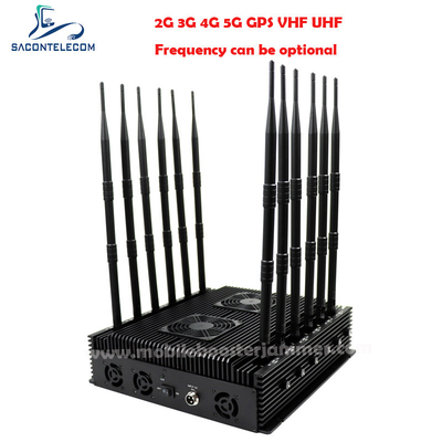 ภายใน 2.4G 5.8G โบลูธูท WiFi Signal Jammer 12 แอนเทนนา 80w DCS PCS