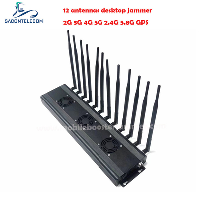 AC110V 48w Desktop Signal Jammer 2G 3G 4G 5G 2.4G 5.8G VHF UHF 12 แบนด์