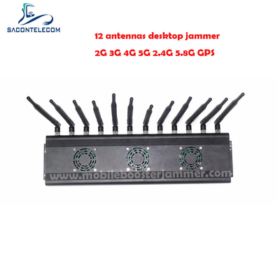 AC110V 48w Desktop Signal Jammer 2G 3G 4G 5G 2.4G 5.8G VHF UHF 12 แบนด์