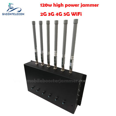 เครื่องรบกวนสัญญาณตั้งโต๊ะ 6 ช่อง 180W รัศมีการรบกวน 20-150 เมตร สำหรับบล็อก 2G 3G 4G 5G GSM CDMA