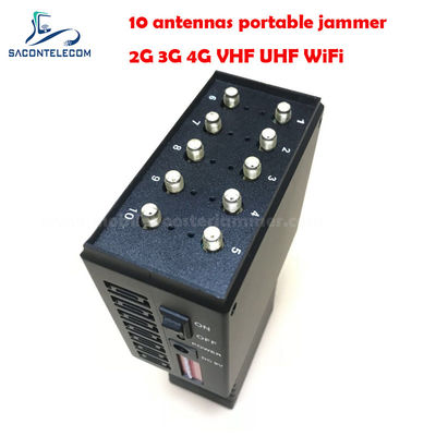 10W พลังงาน 10 แอนเทนนา 20m แพร่รัศมี พกพาสัญญาณ Jammer จีพีเอสมือถือ WiFi blocker