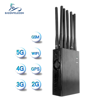 WiFi GPS Lojack 2G 3G 4G 5G สัญญาณจอมบล็อคเกอร์ 10 ช่องทาง 10w พลังงาน 20m แพรว
