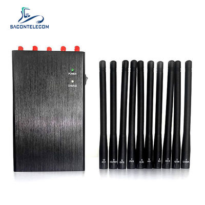 เครื่องรบกวนสัญญาณแบบพกพา 10W รัศมี 20 เมตร 10 ช่อง สำหรับ WiFi GPS 2G 3G 4G 5G