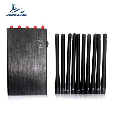 WiFi GPS Lojack 2G 3G 4G 5G สัญญาณจอมบล็อคเกอร์ 10 ช่องทาง 10w พลังงาน 20m แพรว