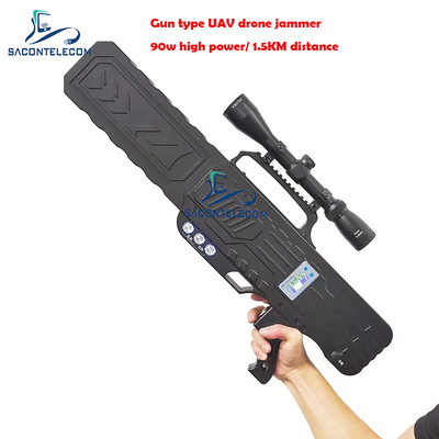 เครื่องยับยับสัญญาณ Drone แบบพกพา 2KM ระยะไกลปืน 90w พลังงาน