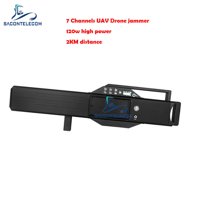 7 ช่อง เครื่องยับยับสัญญาณโดรน 120W พลังงานสูง 2 กิโลเมตร ระยะทาง ยิงปืนยับยับเครื่องยับยับ