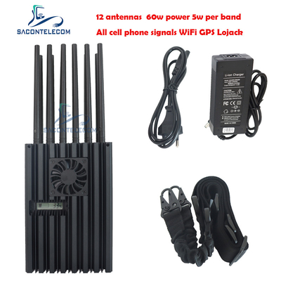 60w 40m Radius สัญญาณโทรศัพท์มือถือ Jammer 2G 3G 4G 5G WiFi GPS Lojack