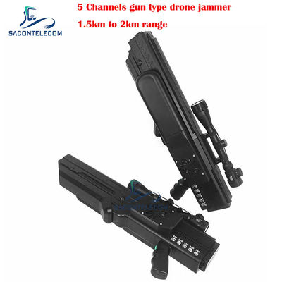 เครื่องยับยับสัญญาณปืน UAV Drone ด้วยระยะ 1500 เมตร 5 ช่องทางและแบตเตอรี่ที่ติดตั้ง