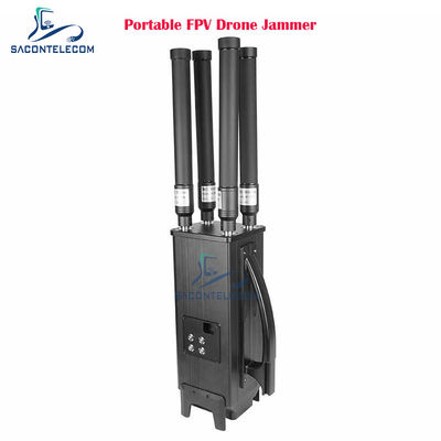 เครื่องยับยับสัญญาณ Drone แบบพกพา 160W 4 แบนด์ ระยะยับยับ 1.5KM และแบตเตอรี่ที่ติดตั้ง