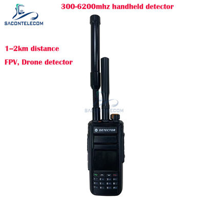 เครื่องตรวจจับโดรน FPV แบบพกพา 300-6200MHz พร้อมระยะตรวจจับ 1-2 กม.