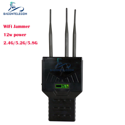 เครื่องรบกวนสัญญาณโทรศัพท์มือถือแบบพกพา 12W WiFi Bluetooth 2.4G 5.2G 5.8G พร้อมระยะ 50 เมตร