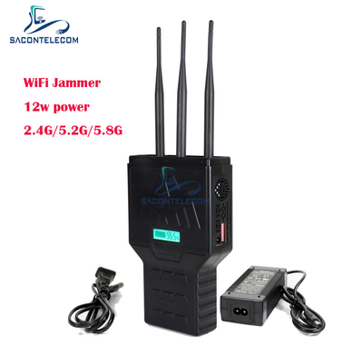 เครื่องรบกวนสัญญาณโทรศัพท์มือถือแบบพกพา พร้อมคลื่นความถี่ 2.4G 5.2G 5.8G ระยะ 50 เมตร และครอบคลุม 3 คลื่นความถี่