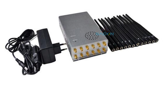 เครื่องรบกวนสัญญาณแบบพกพา 12 ช่อง แบตเตอรี่ 10000mAh และรัศมีการป้องกัน 2-20 เมตร สำหรับ GPS WiFi และ 4G