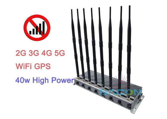 เครื่องยับยับสัญญาณ 5G ขนาด 40W พลังงานสูง พร้อมแอนเทนน่า 8 เครื่อง และระยะทาง 80 เมตร สําหรับพื้นที่ปลอดภัย