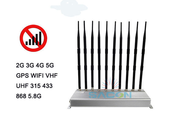 เครื่องรบกวนสัญญาณ 5G ในอาคารพร้อมเสาอากาศ 10 ต้น และรัศมี 30 เมตร สำหรับการทำงานต่อเนื่อง 24 ชั่วโมง