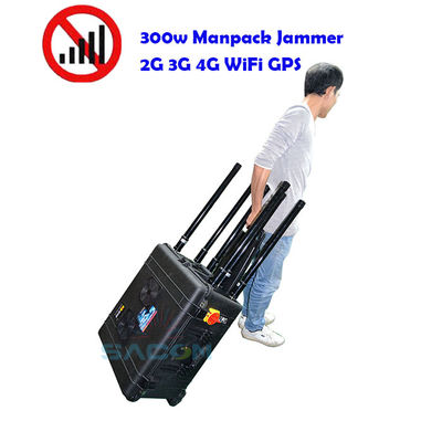 เครื่องรบกวนสัญญาณระเบิดแบบพกพา 400W ระยะ 500 เมตร 8 เสาอากาศ สำหรับบล็อกสัญญาณ 2G 3G 4G 5G GPS WiFi