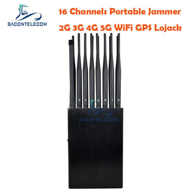 GPS L1 L2 12000mAh เครื่องยับยั้งสัญญาณโทรศัพท์มือถือ 2G 3G 4G 5G VHF UHF