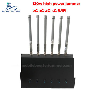 เครื่องรบกวนสัญญาณตั้งโต๊ะ 6 ช่อง 180W รัศมีการรบกวน 20-150 เมตร สำหรับบล็อก 2G 3G 4G 5G GSM CDMA