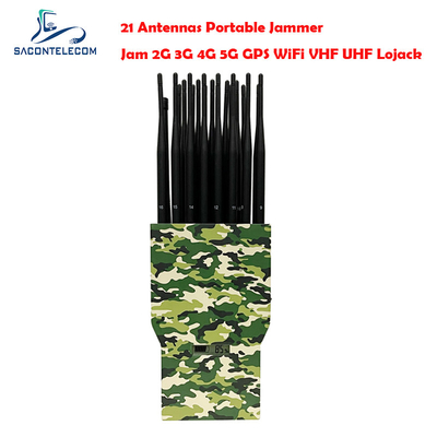 21w 21 แบนด์ สัญญาณโทรศัพท์มือถือจอมรังสี 30m สําหรับ GPS Lojack Walike Talkie